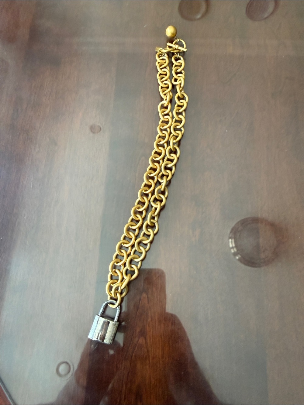 vintage Anne Klein chunky Gold-Tone Chain necklace  with Padlock Charm